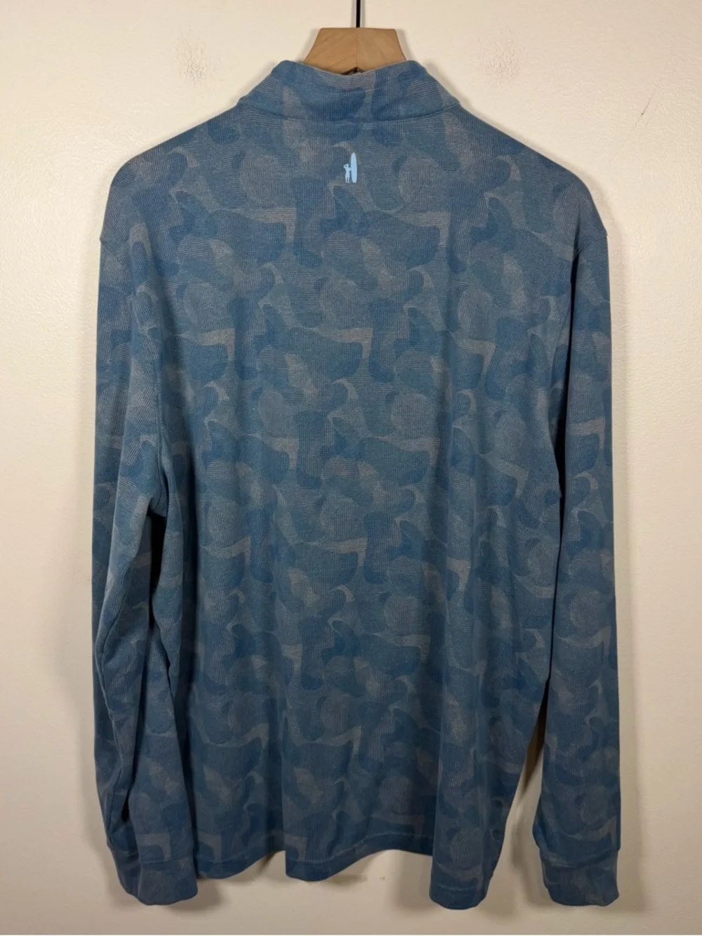 Johnnie-o Dowell Performance Fleece Camo 1/4 Zip Sweatshirt Mens Size XL Blue